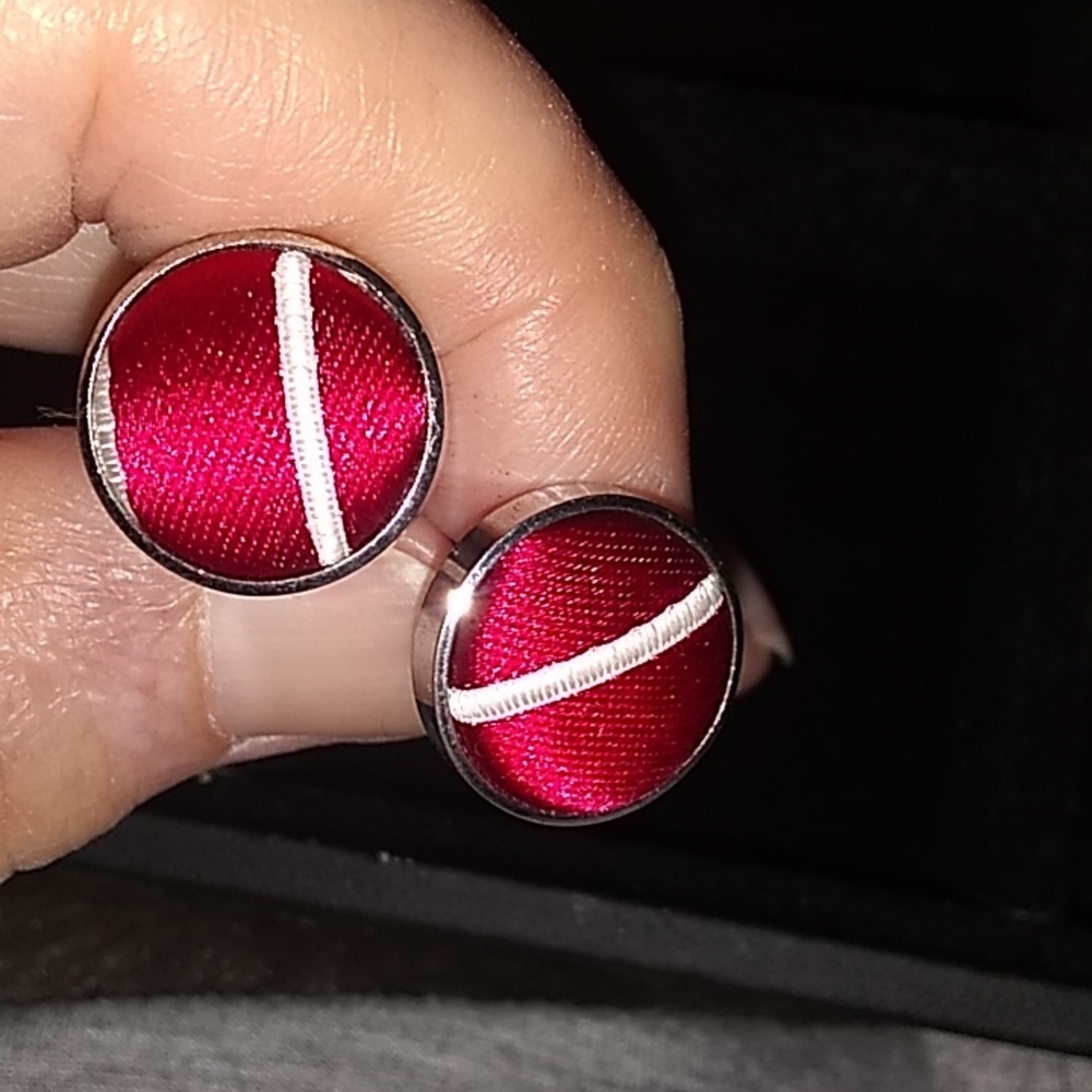 red w/white stripe cufflinks